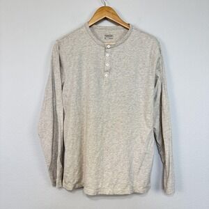 Patagonia Daily Henley Shirt Mens Medium Beige Long Sleeve Organic Cotton Top